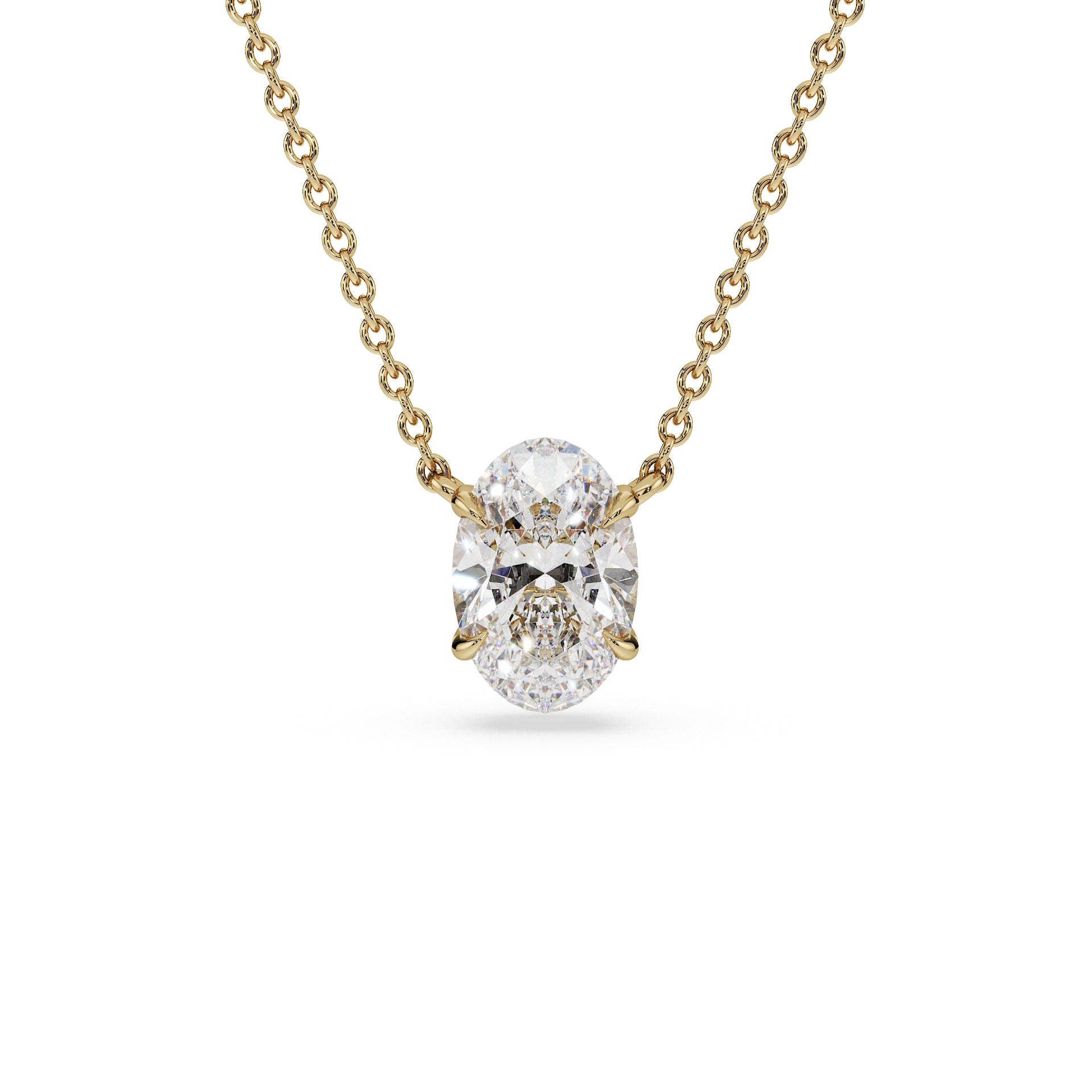ALMARI Classic Oval Diamond Solitaire Necklace