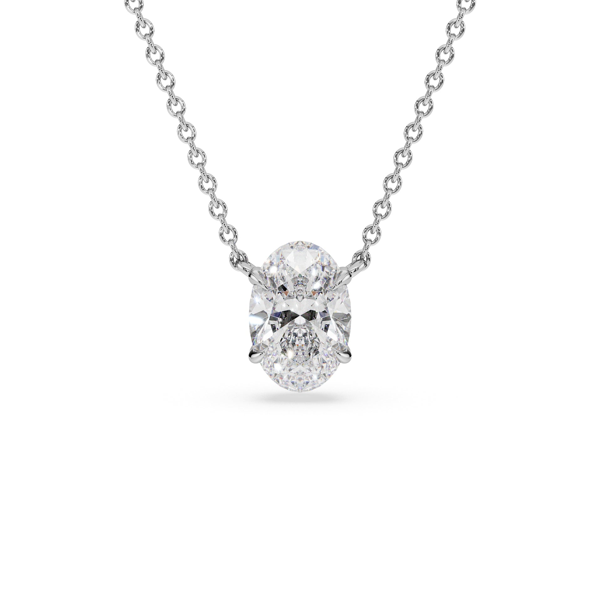 ALMARI Classic Oval Diamond Solitaire Necklace