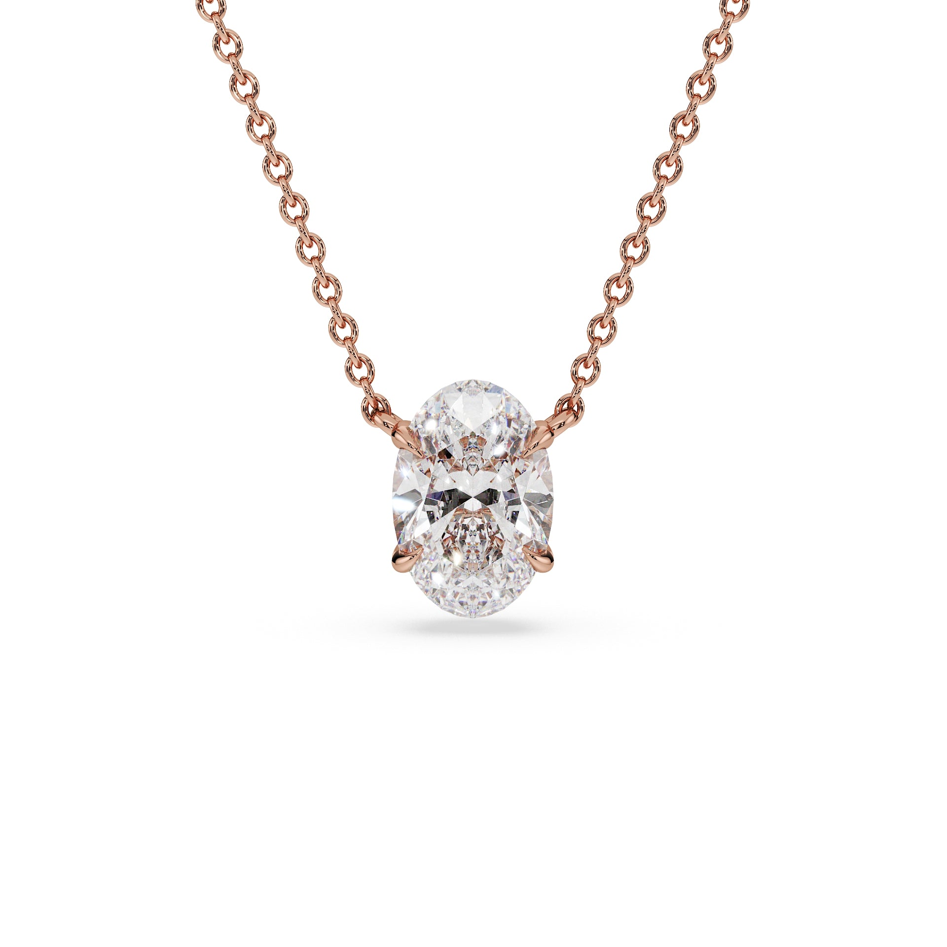 ALMARI Classic Oval Diamond Solitaire Necklace