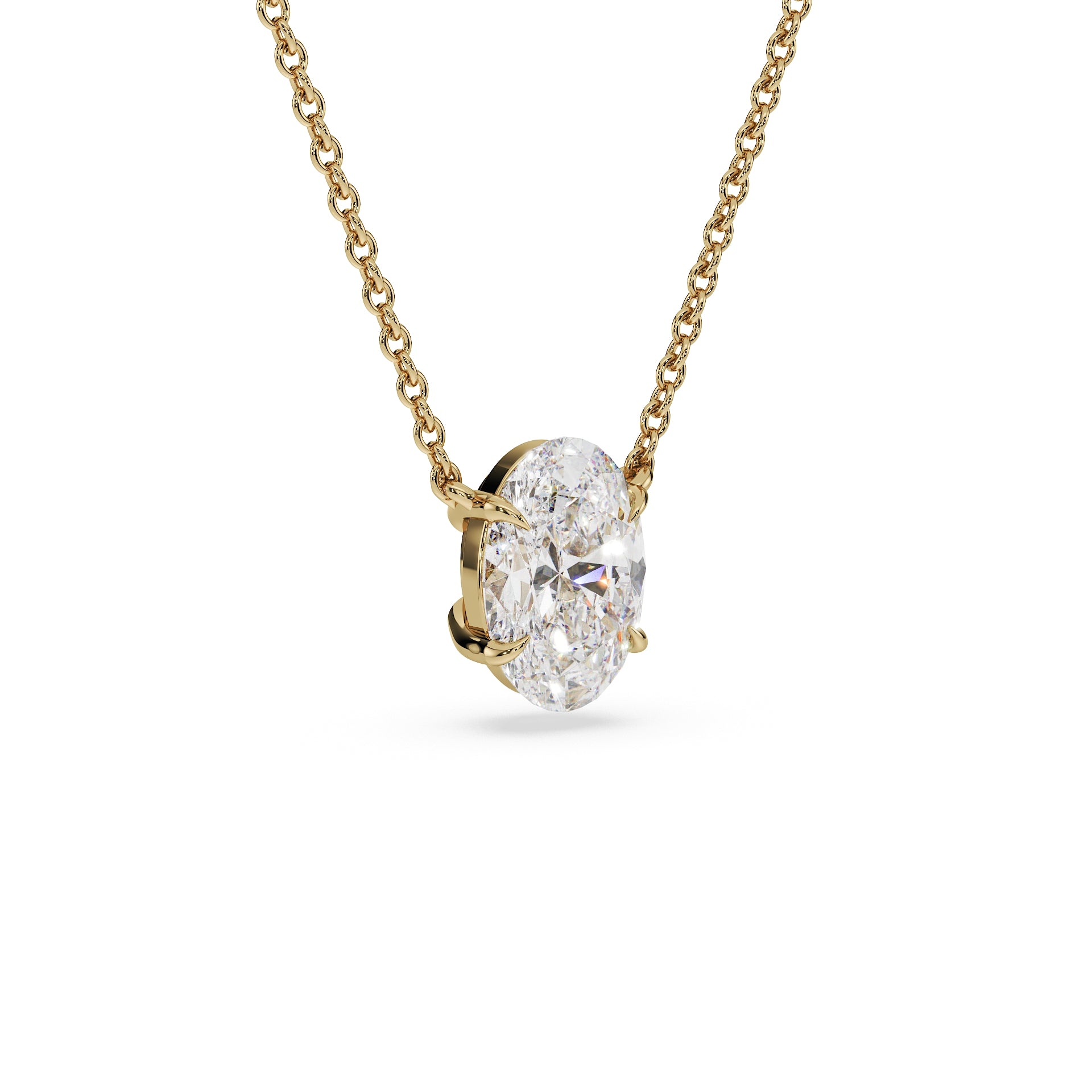 ALMARI Classic Oval Diamond Solitaire Necklace