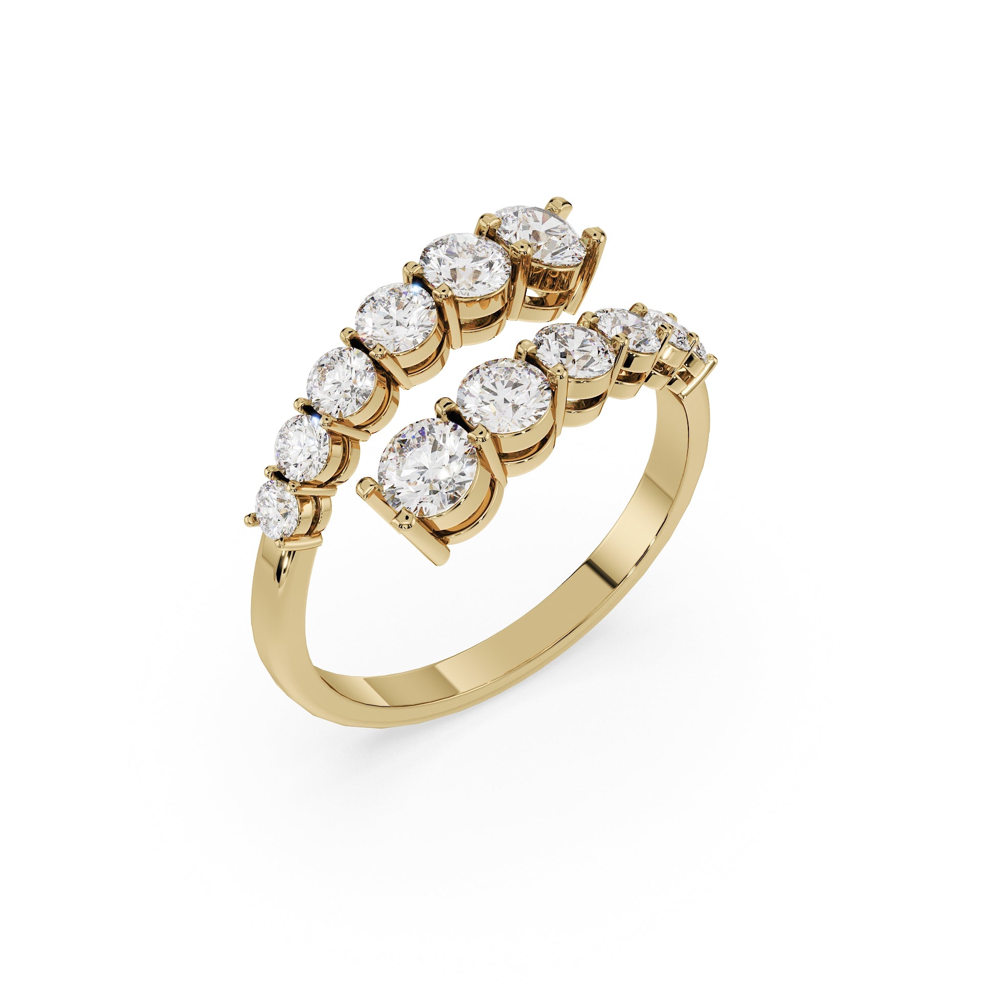 ALMARI Graduated Diamond Crossover Ring