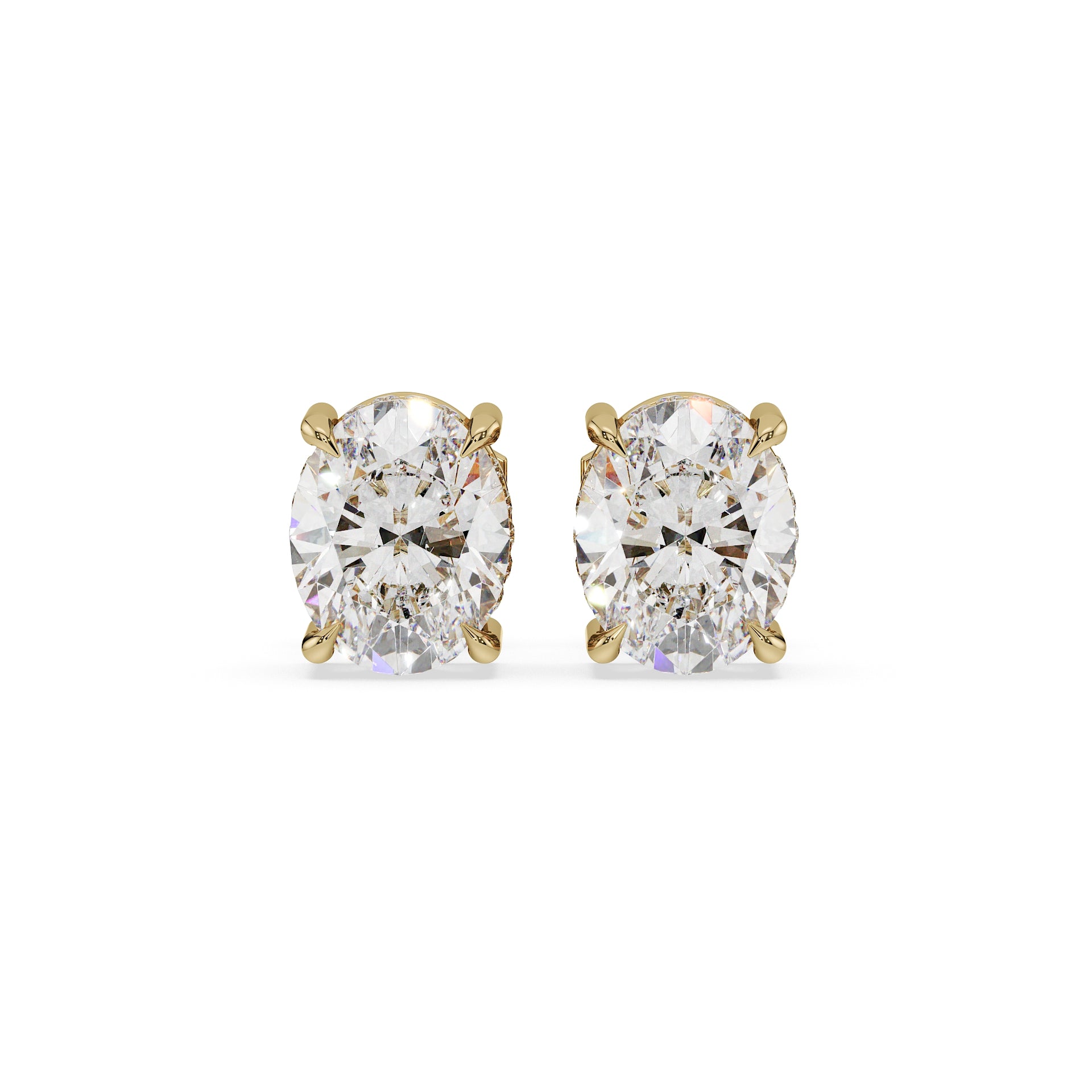 ALMARI Classic Oval Diamond Stud Earrings (Pair)