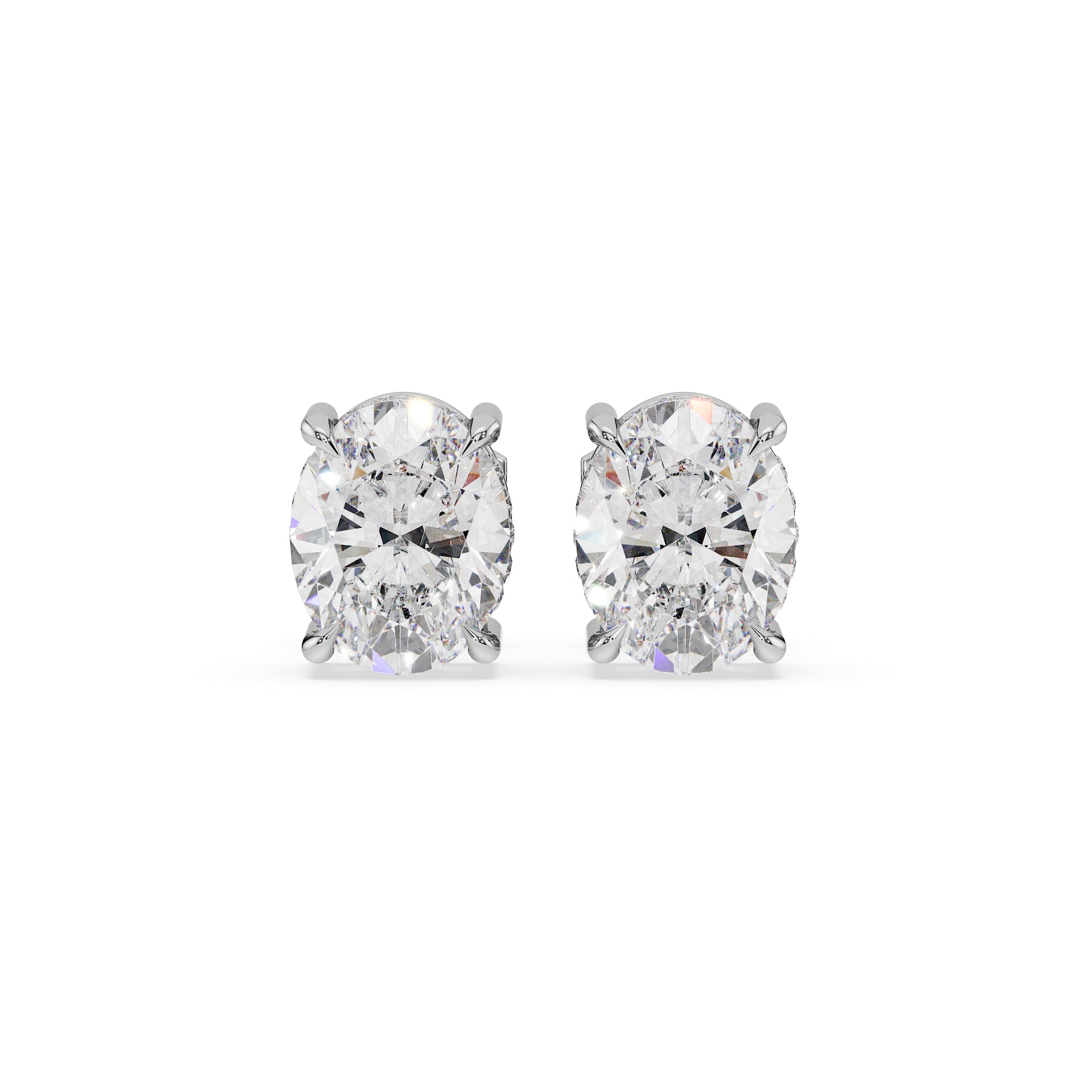 ALMARI Classic Oval Diamond Stud Earrings (Pair)