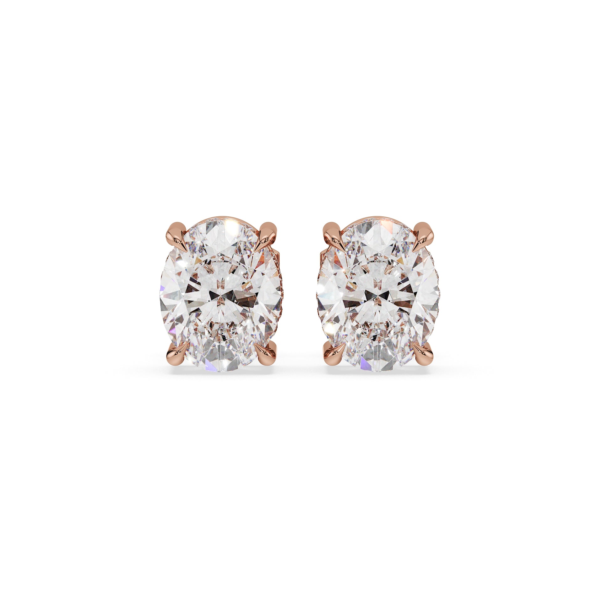 ALMARI Classic Oval Diamond Stud Earrings (Pair)