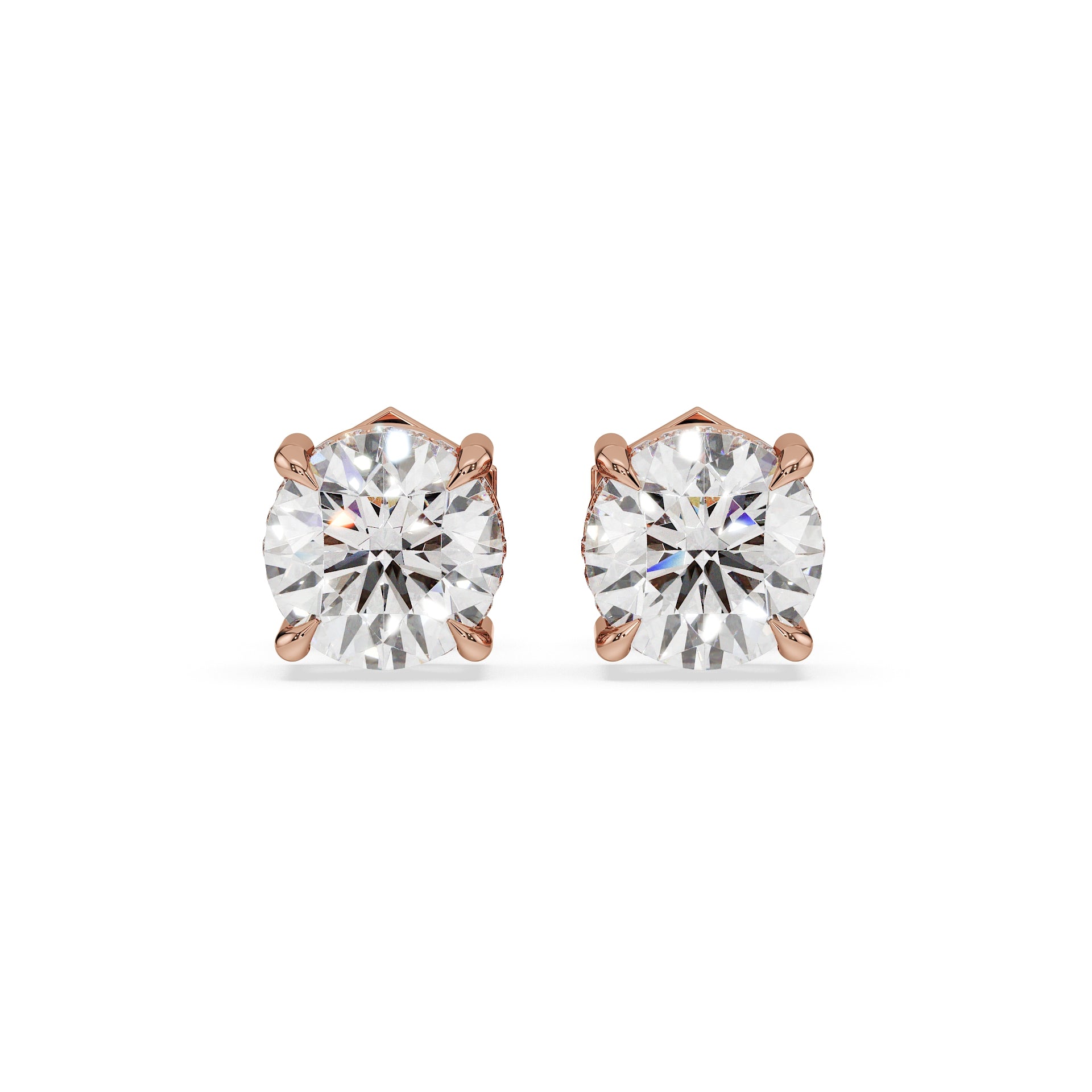 ALMARI Classic Round Diamond Stud Earrings (Pair)