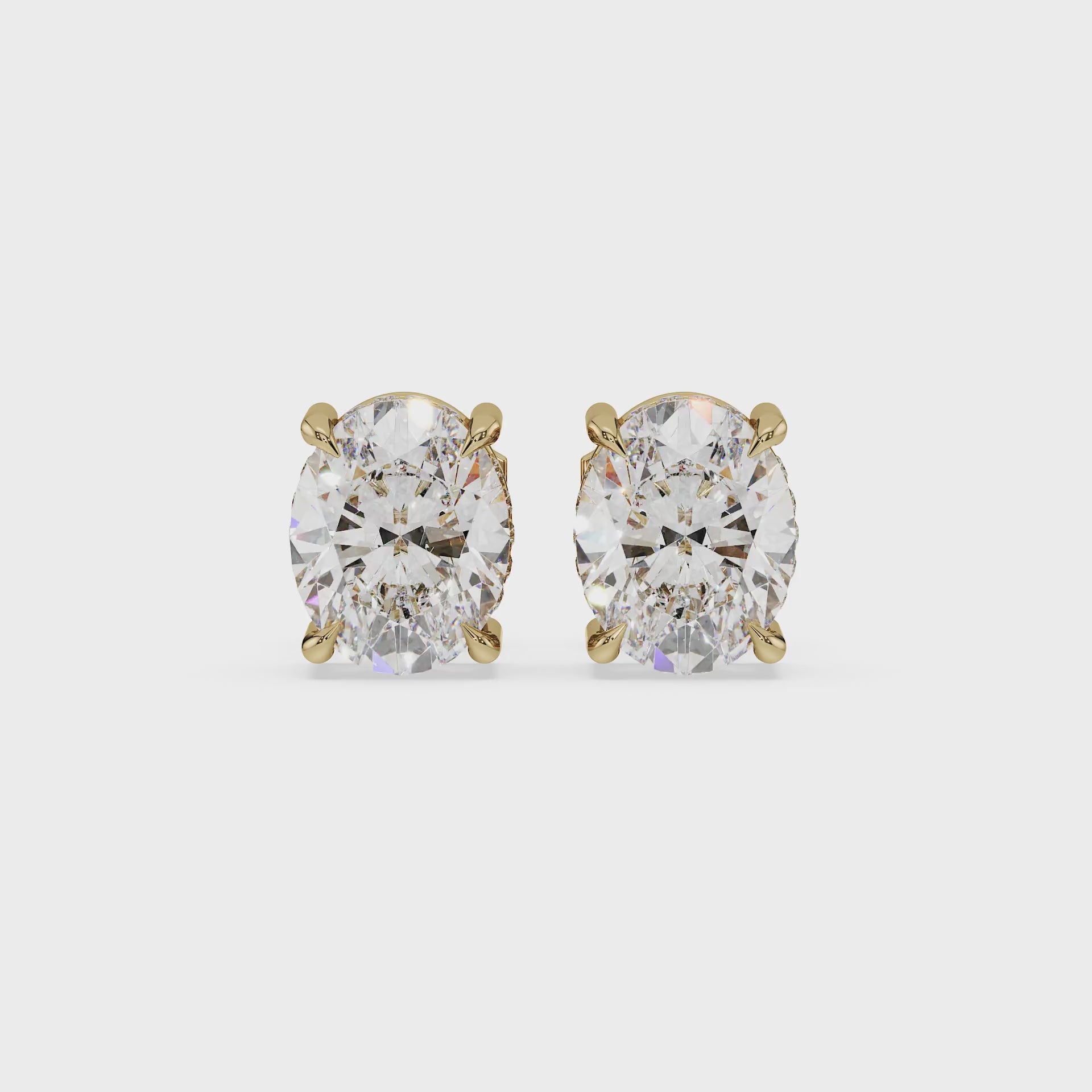 ALMARI Classic Oval Diamond Stud Earrings (Pair)
